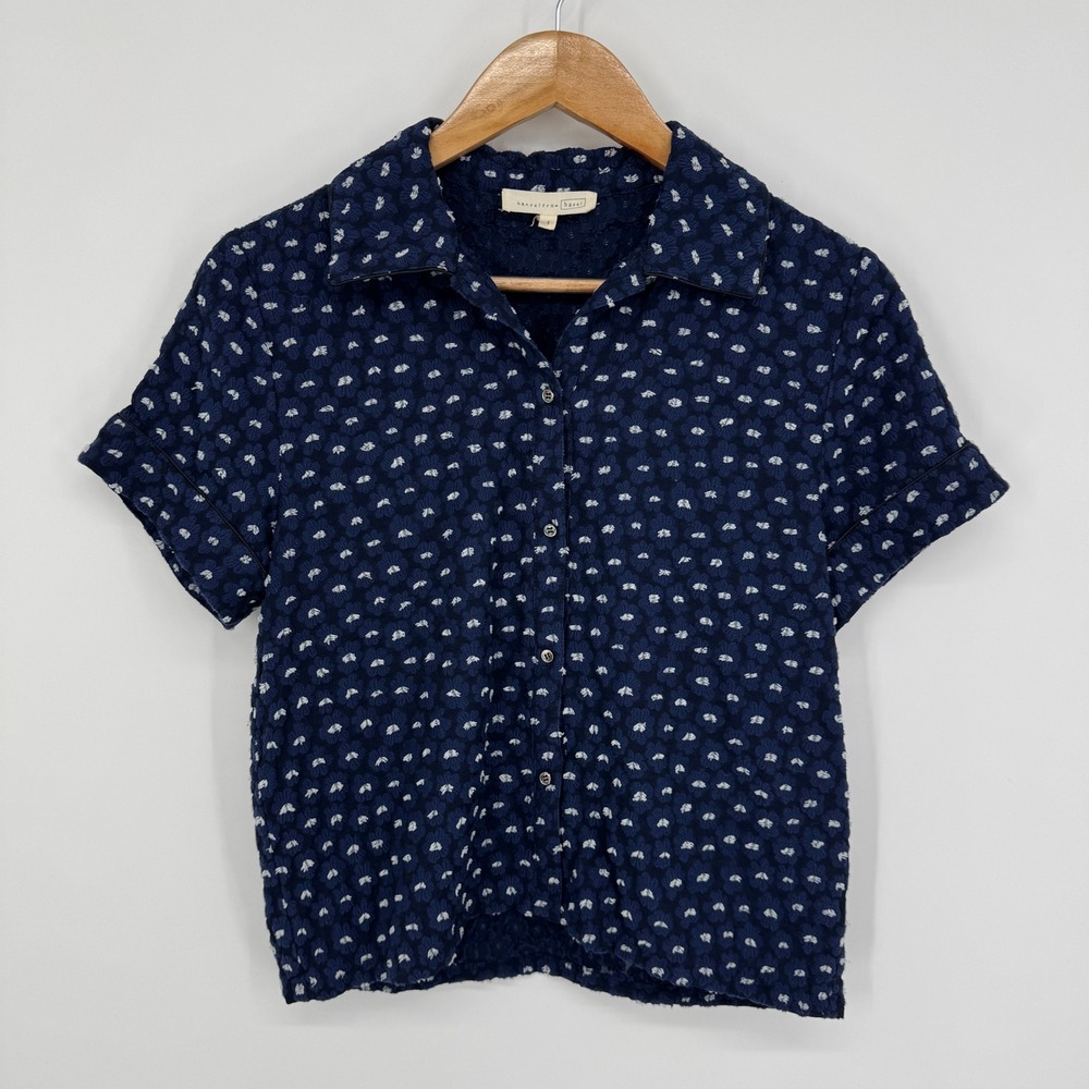 Hansel from Basel Daisy Edith Shirt Women S Blue Floral Button Cottage Retro
